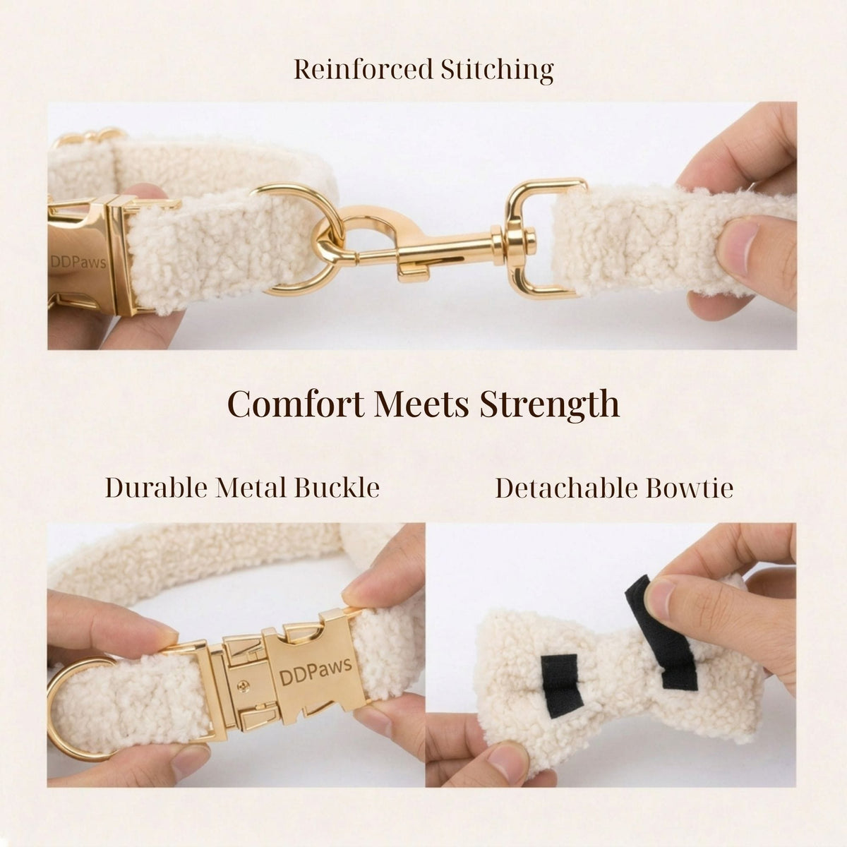Handmade Knitted Dog Harness Set – Wedding Teddy | Personalized Collar, Leash & Engraved Buckle