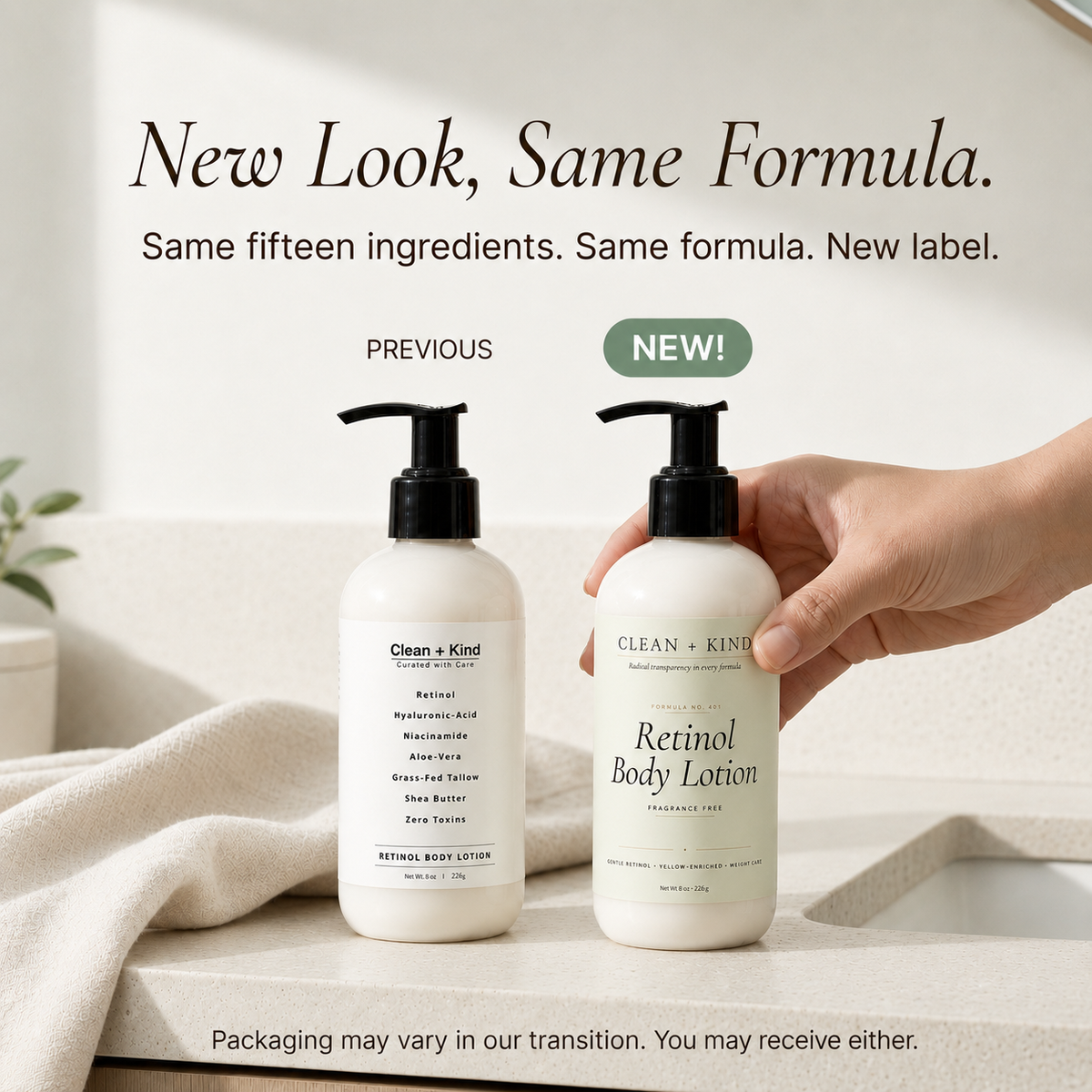 Retinol Body Lotion, 8 oz — Grass-Fed Tallow, Niacinamide, Shea, Jojoba, & Hyaluronic Acid