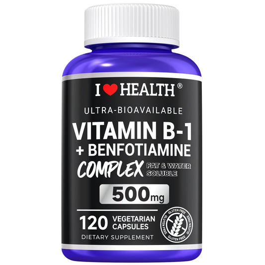 Vitamin B1 500mg with Benfotiamine 20mg, 120 Capsules