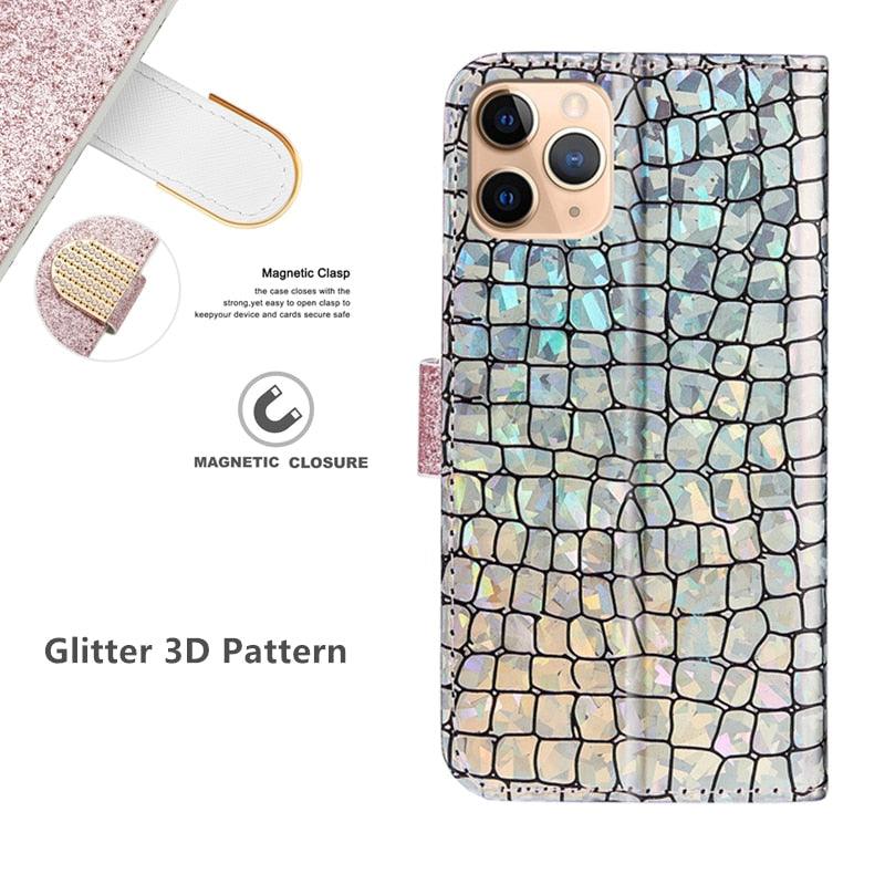 Glitter Leather Case For iPhone