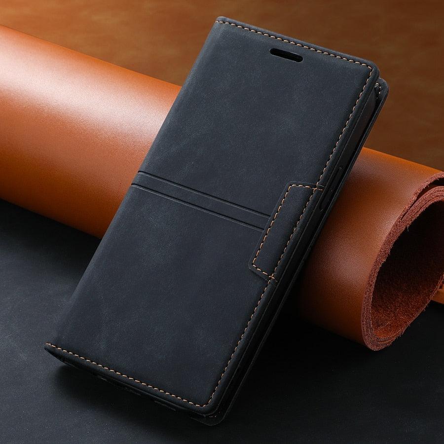 Iphone Wallet Skin Friendly Magnetic Flip With Card Slot Leather Case For iPhone 14 Pro Max 13 12 11 Modern Purple Genuine Leather Detachable Magnetic Flip Cover with Card Holders