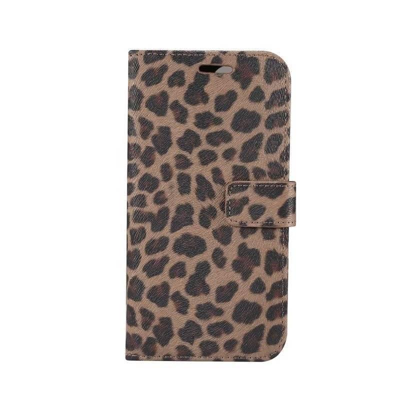 Leopard Print PU Leather Flip Cover Wallet Kickstand For iPhone