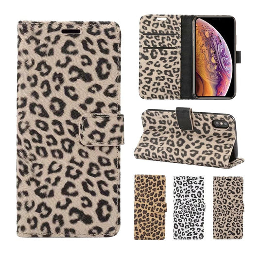 Leopard Print PU Leather Flip Cover Wallet Kickstand For iPhone