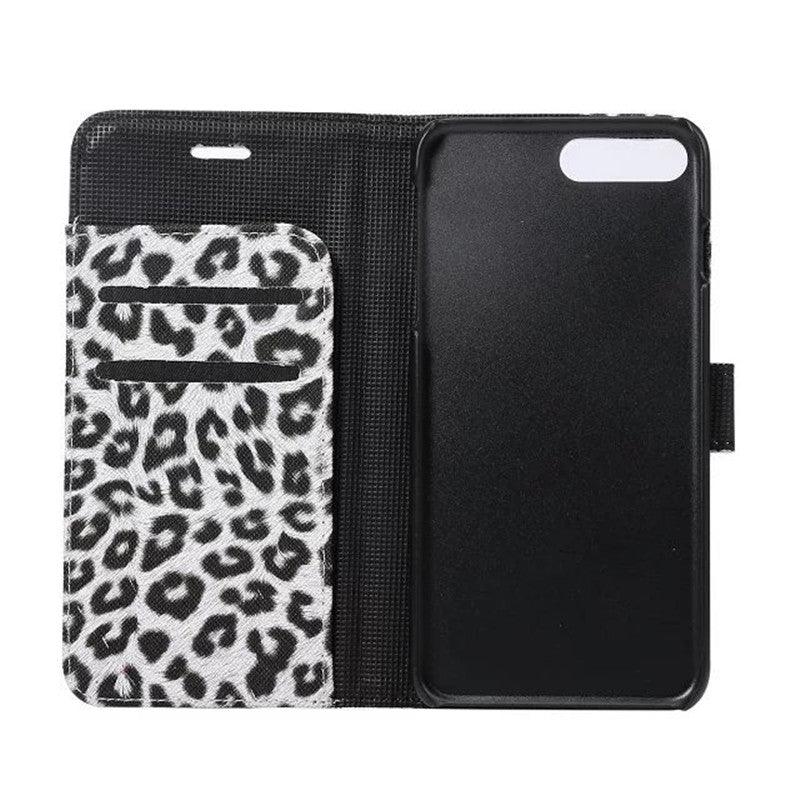 Leopard Print PU Leather Flip Cover Wallet Kickstand For iPhone