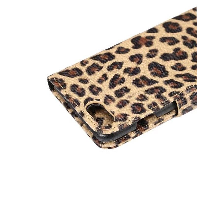 Leopard Print PU Leather Flip Cover Wallet Kickstand For iPhone