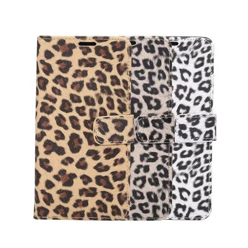 Leopard Print PU Leather Flip Cover Wallet Kickstand For iPhone
