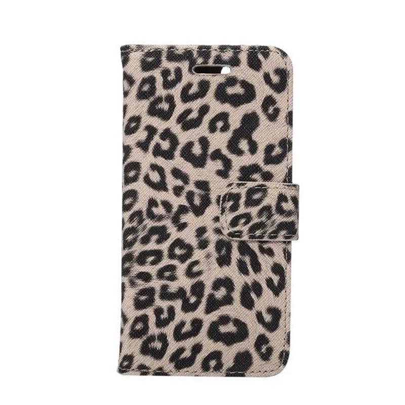 Leopard Print PU Leather Flip Cover Wallet Kickstand For iPhone