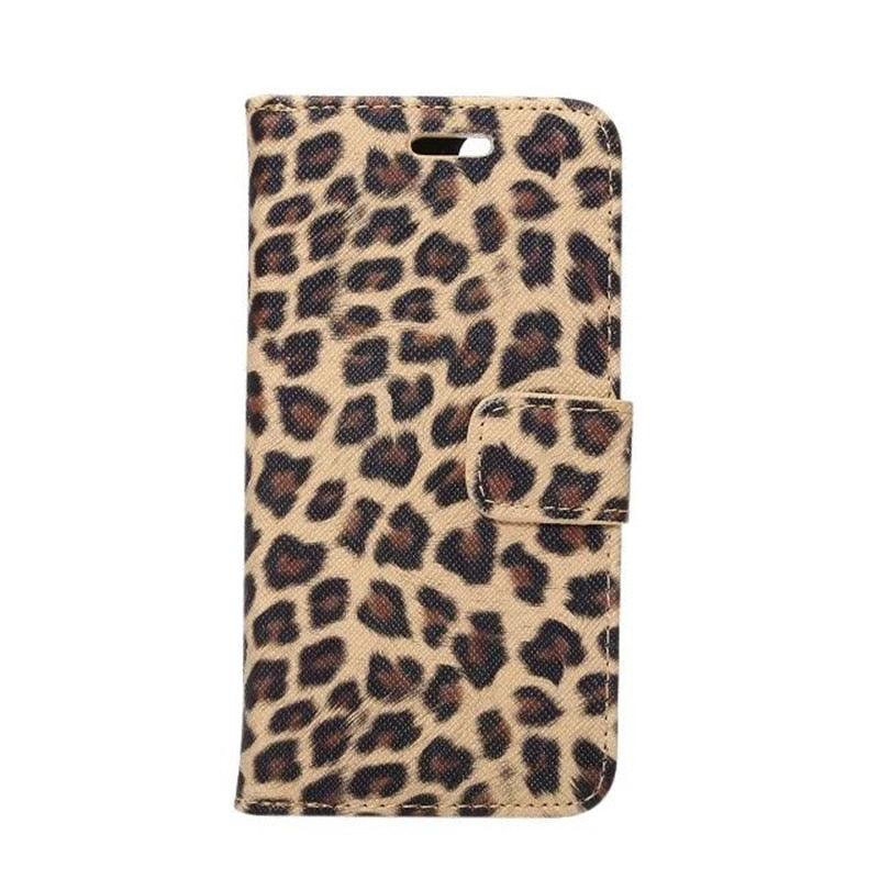 Leopard Print PU Leather Flip Cover Wallet Kickstand For iPhone