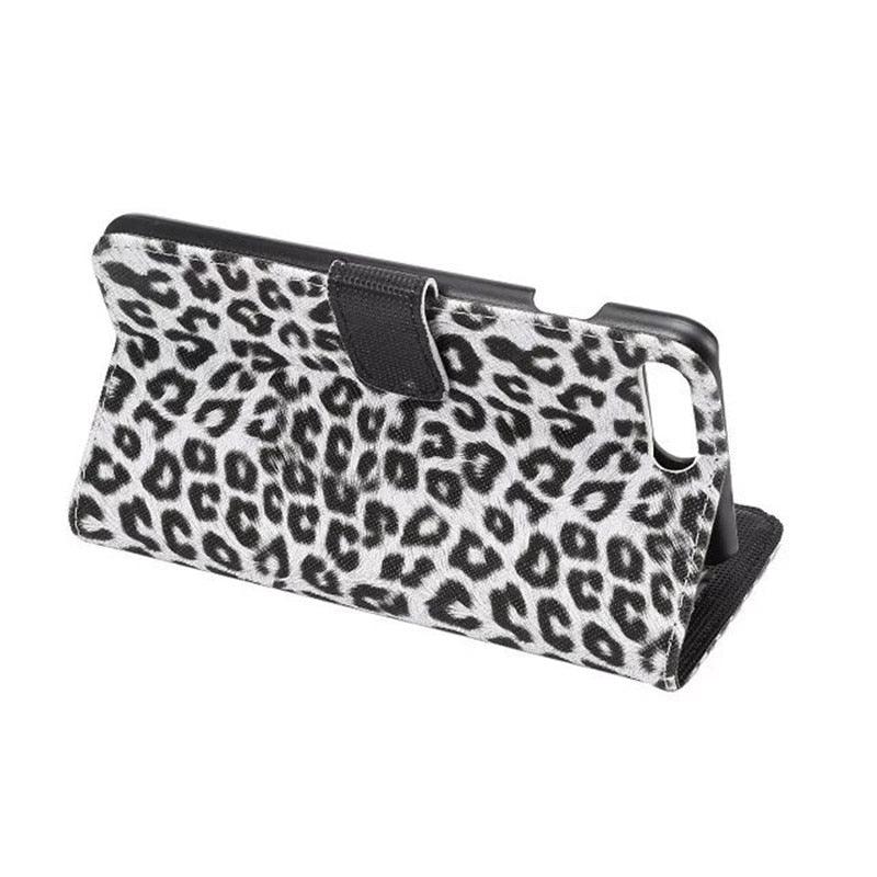 Leopard Print PU Leather Flip Cover Wallet Kickstand For iPhone
