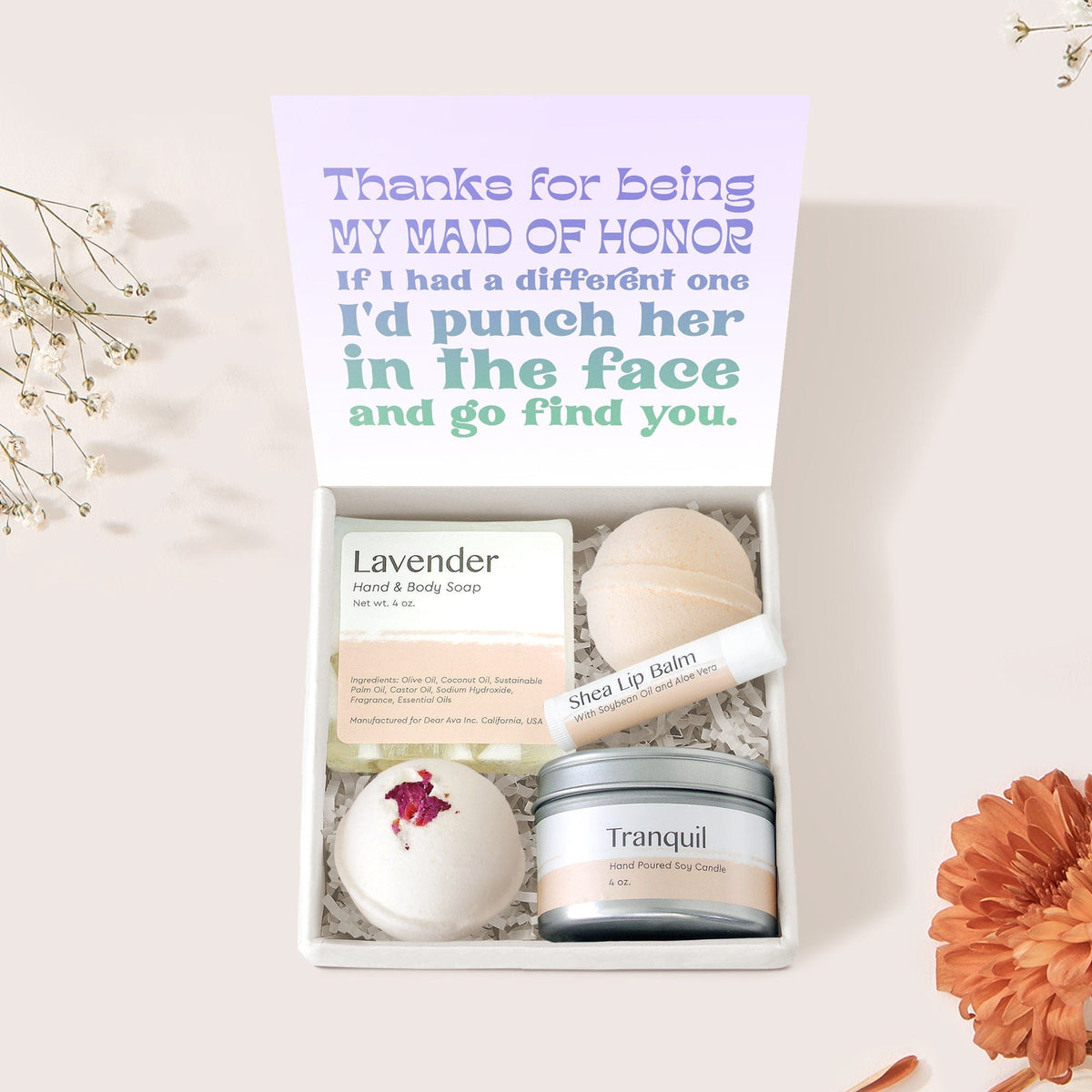 Maid of Honor Double Circle Necklace Spa Gift Box